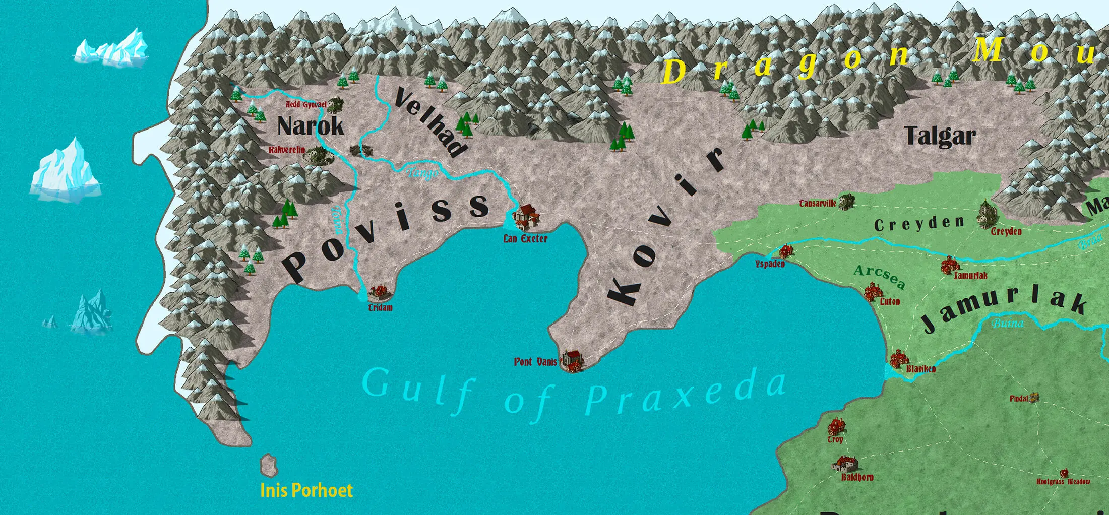 Kovir on a map of the Witcher continent