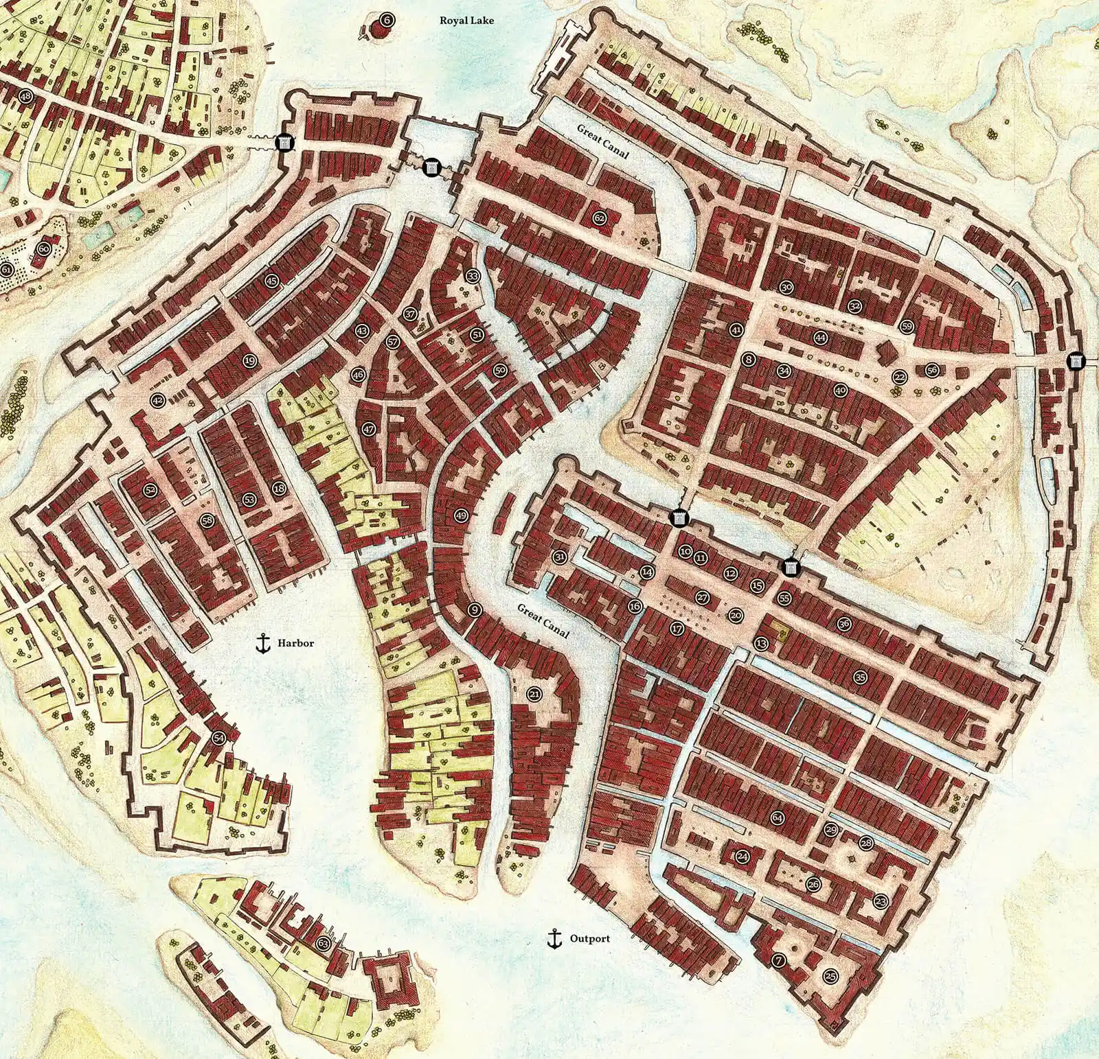 Lan Exeter on a map of the kingdom of Kovir in the Witcher continent