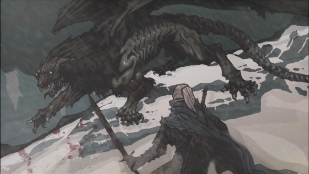 Geralt facing a Manticore in The Witcher 2: Assassins of Kings